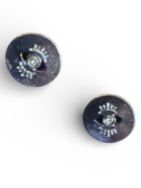 Gold Eye Stud Earrings - Metallic gold